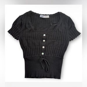 Zara Pointelle Knit Top